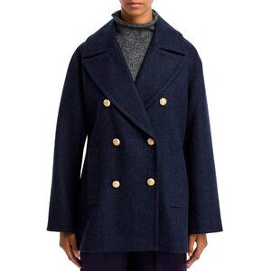 New Aqua Wool Blend Oversized Peacoat Navy Blue XL $148